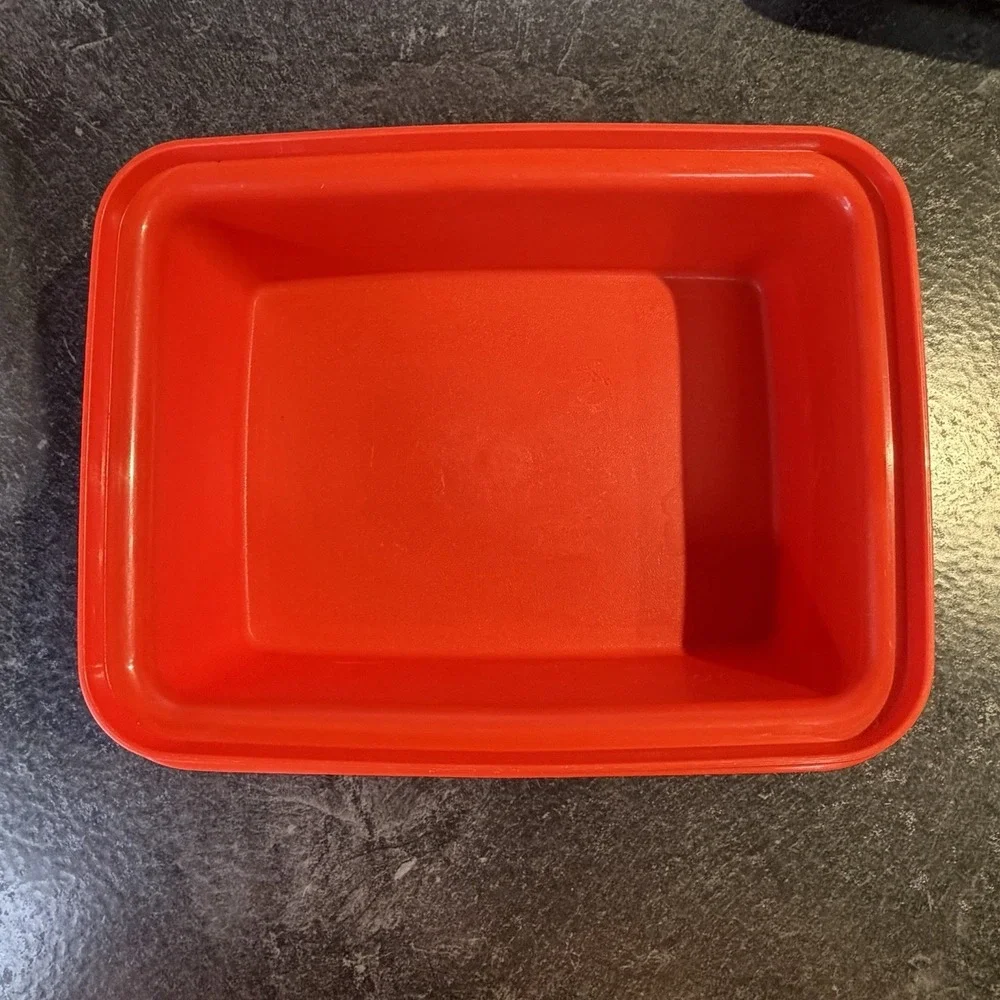 Vintage‎ Tupperware Pack N Carry Red, Brown & Clear Lunch Box W Handle 1254
